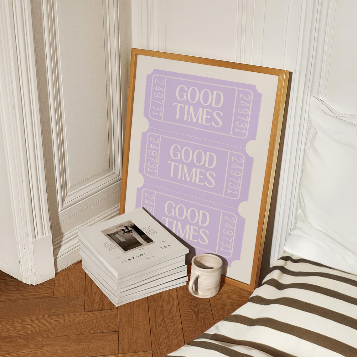 Good Times Lilac Ticket Stubs Trio Preppy Retro Vintage Wall Poster - Image 3