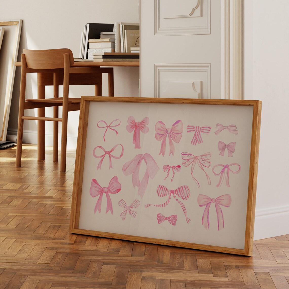 Pink Watercolor Bows Collection Coquette Ribbon Gift Wall Poster - Image 2