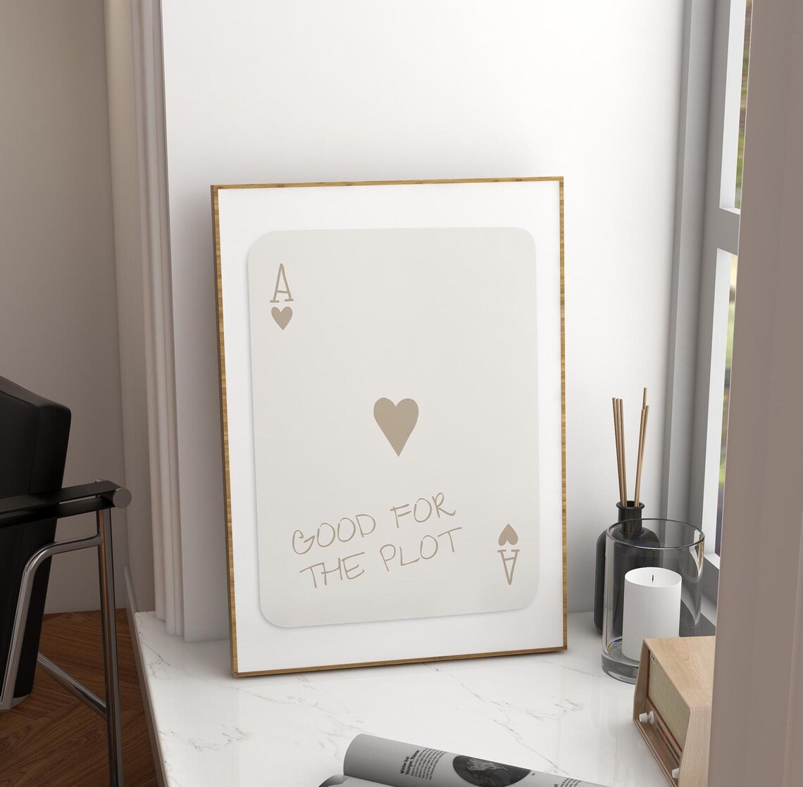 Ace Of Spades Retro Trendy Art Print, Neutral Decor - Image 3