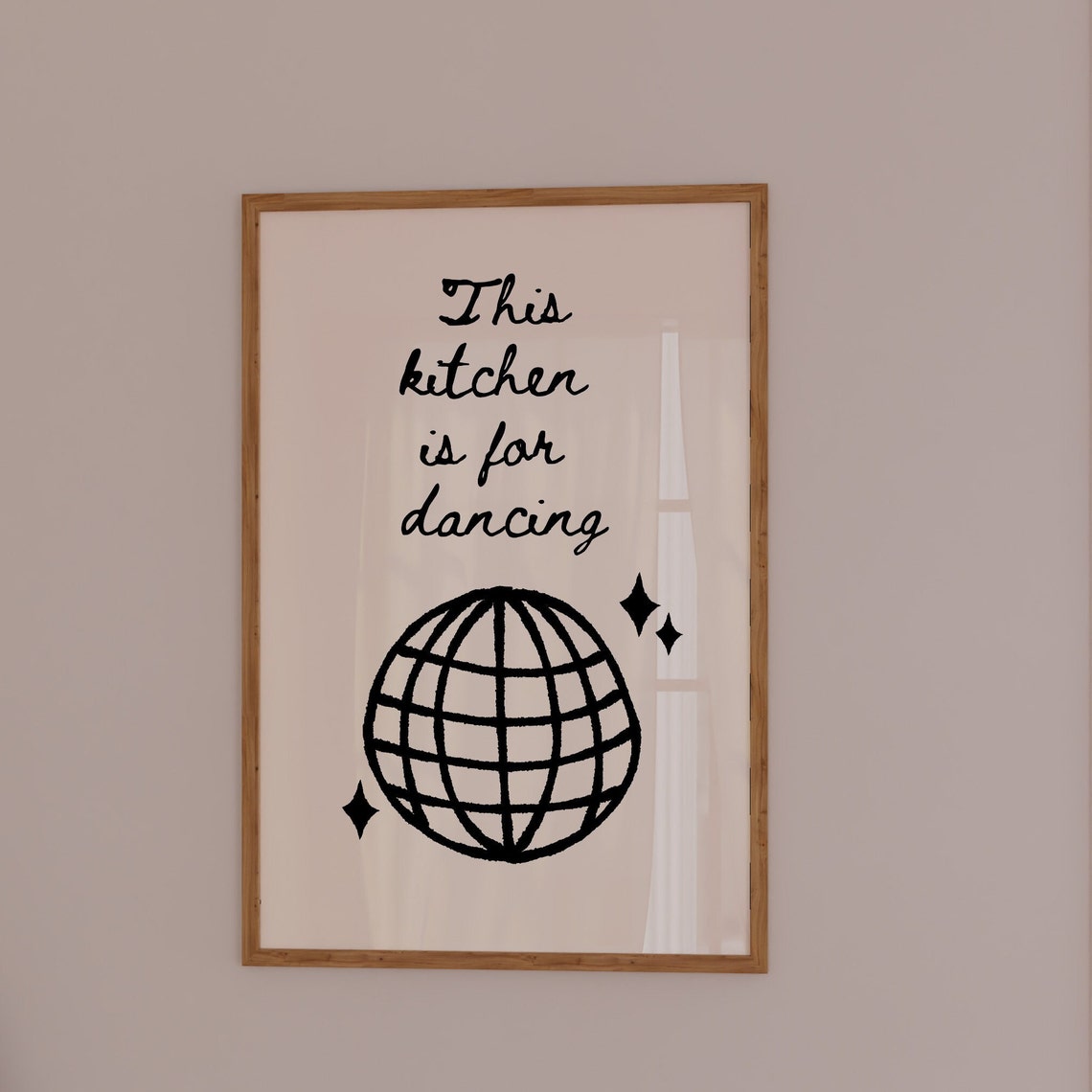 This Kitchen Is for Dancing Disco Ball Script Poster Kitchen Decor - Image 2