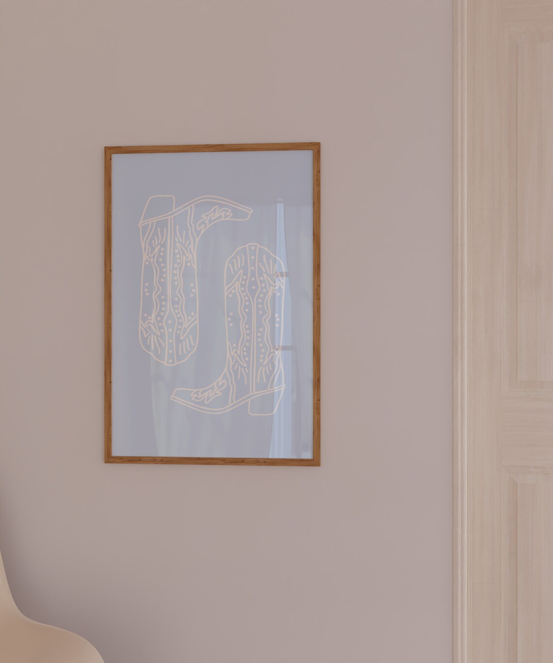 Cowboy Boots Blue Art Print, Trendy Western Poster - Image 2