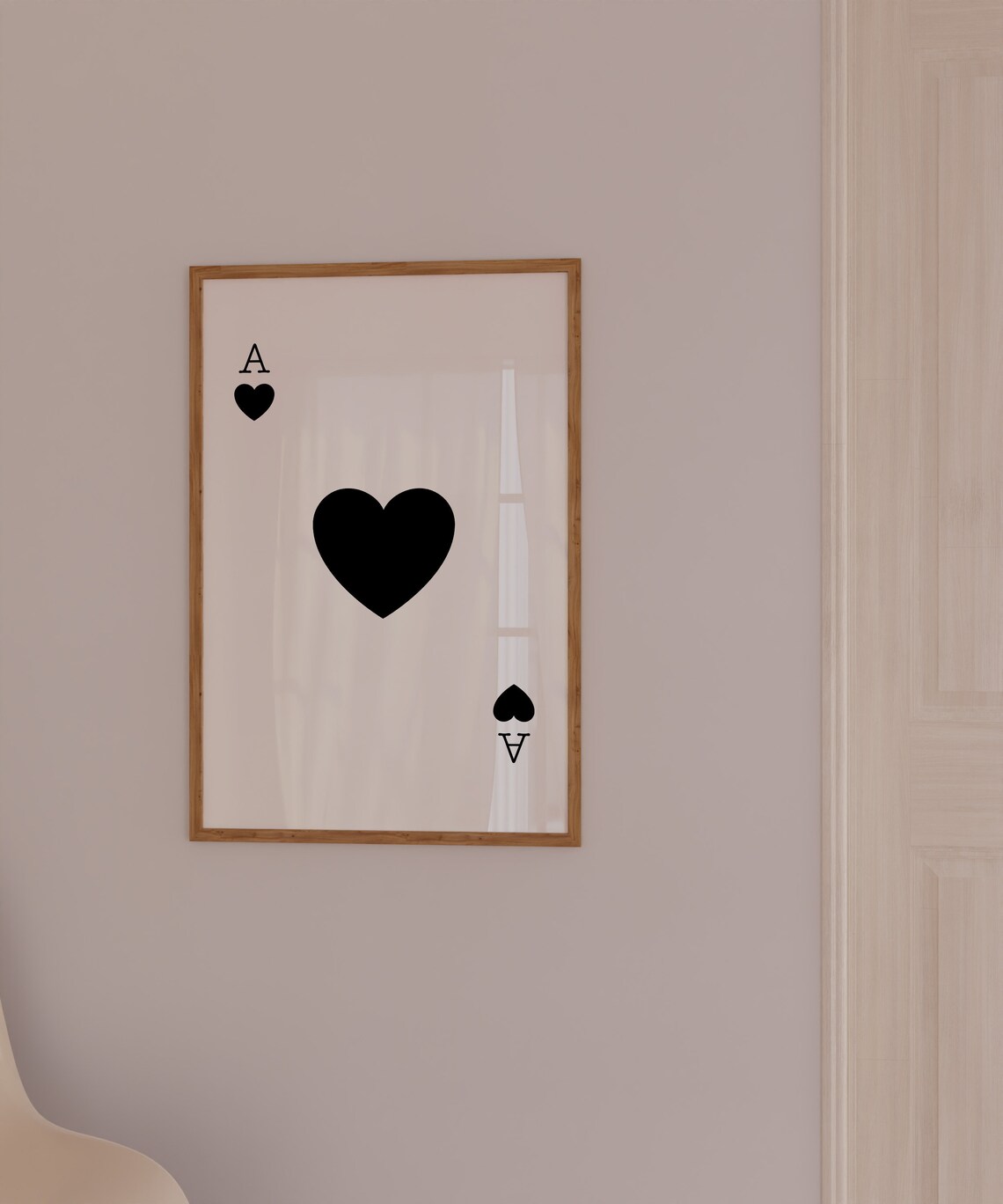 Ace Of Hearts Playing Card Minimalist Black White Wall Art Decor - Image 3