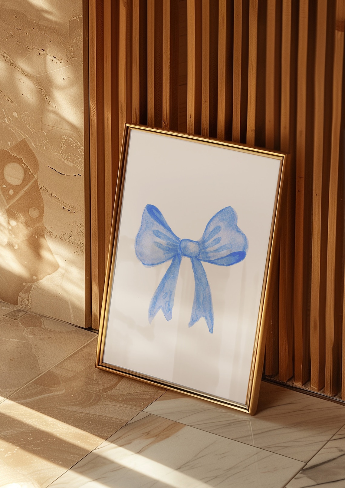 Blue Bows Aesthetic Poster, Preppy Dorm Art Print