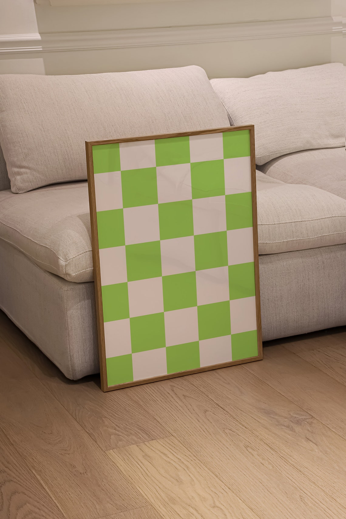 Lime Green Checkerboard Pattern Retro Check Funky Dorm Wall Poster