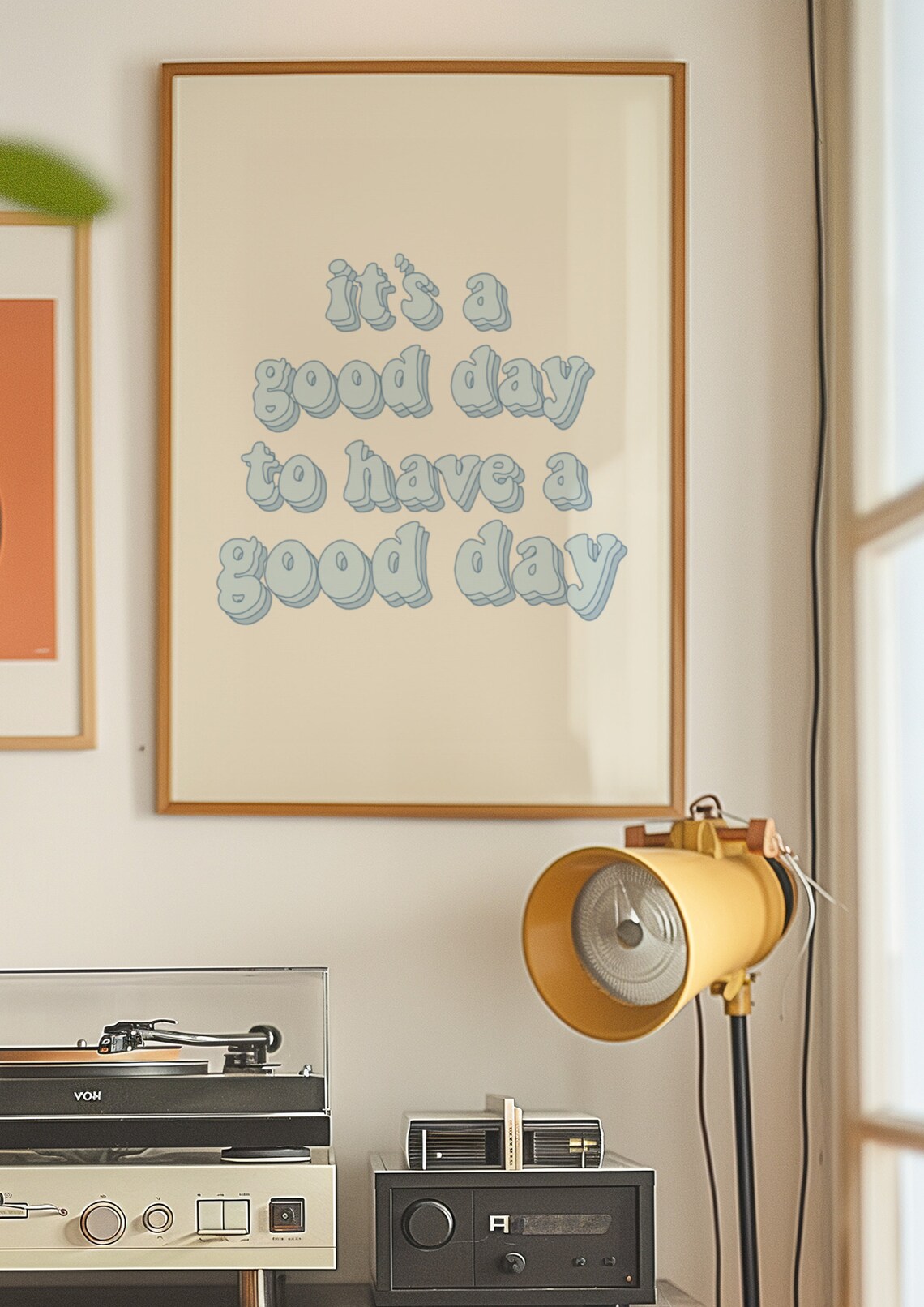 Blue Prints Preppy Dorm Art Print, Retro Typography - Image 3