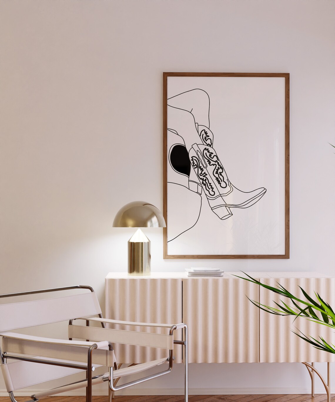 Cowgirl Legs in Boots Minimal Line Art Western Trendy Poster - Image 2