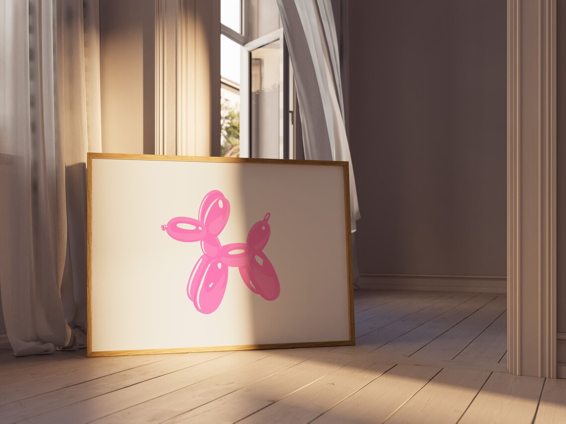 Balloon Dog Trendy Pink Poster, Bedroom Decor - Image 3