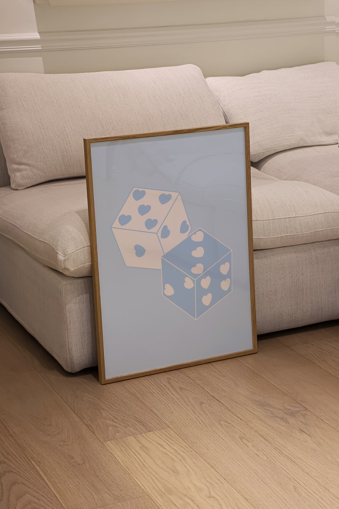 Lucky Dice Hearts Pastel Blue Trendy Cute Preppy Game Room Poster