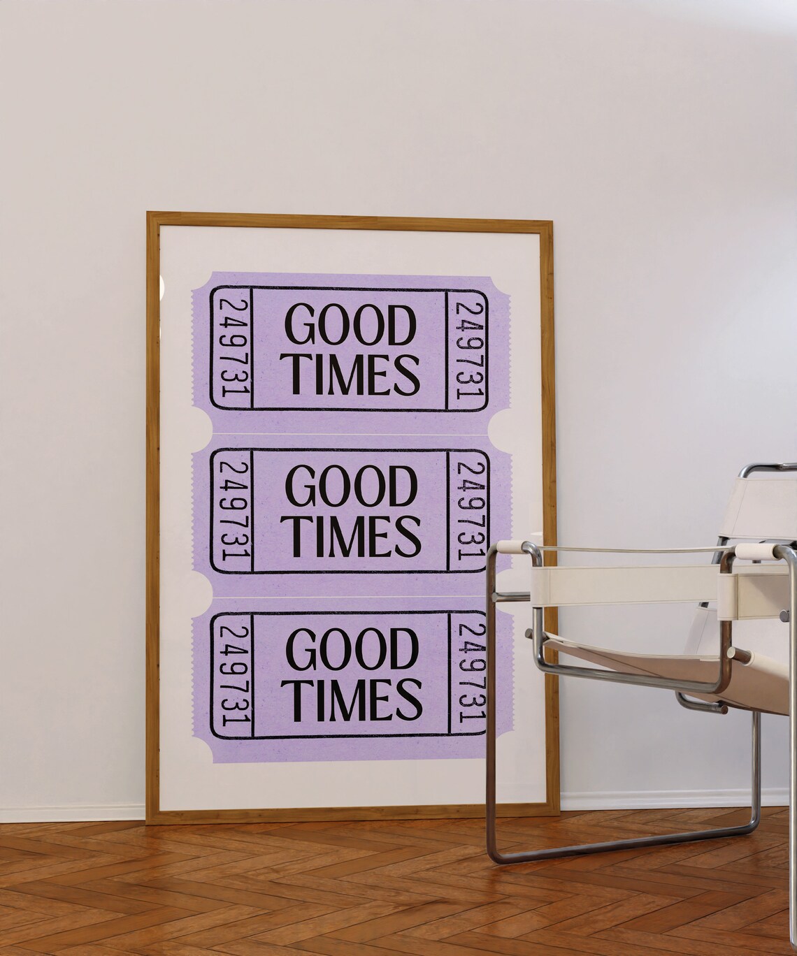 Lilac Good Times Retro Ticket Trio Preppy Aesthetic Wall Poster - Image 2