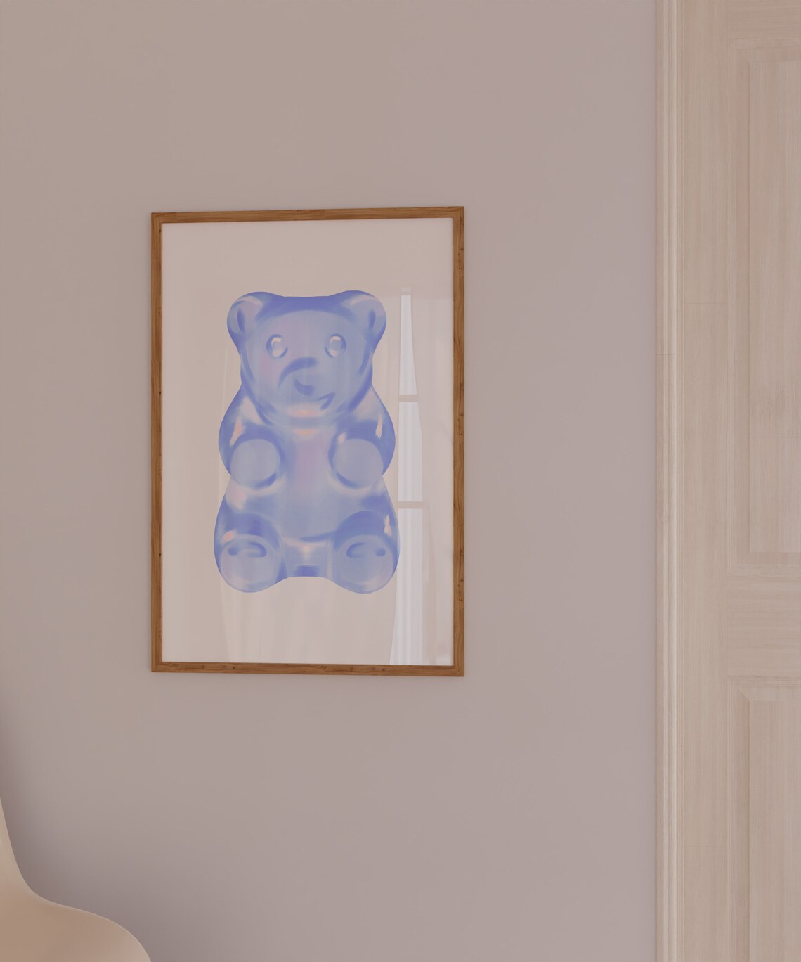 Blue Gummy Bear Glossy Candy Sweet Treat Playful 3D Style Fun Wall Poster - Image 3