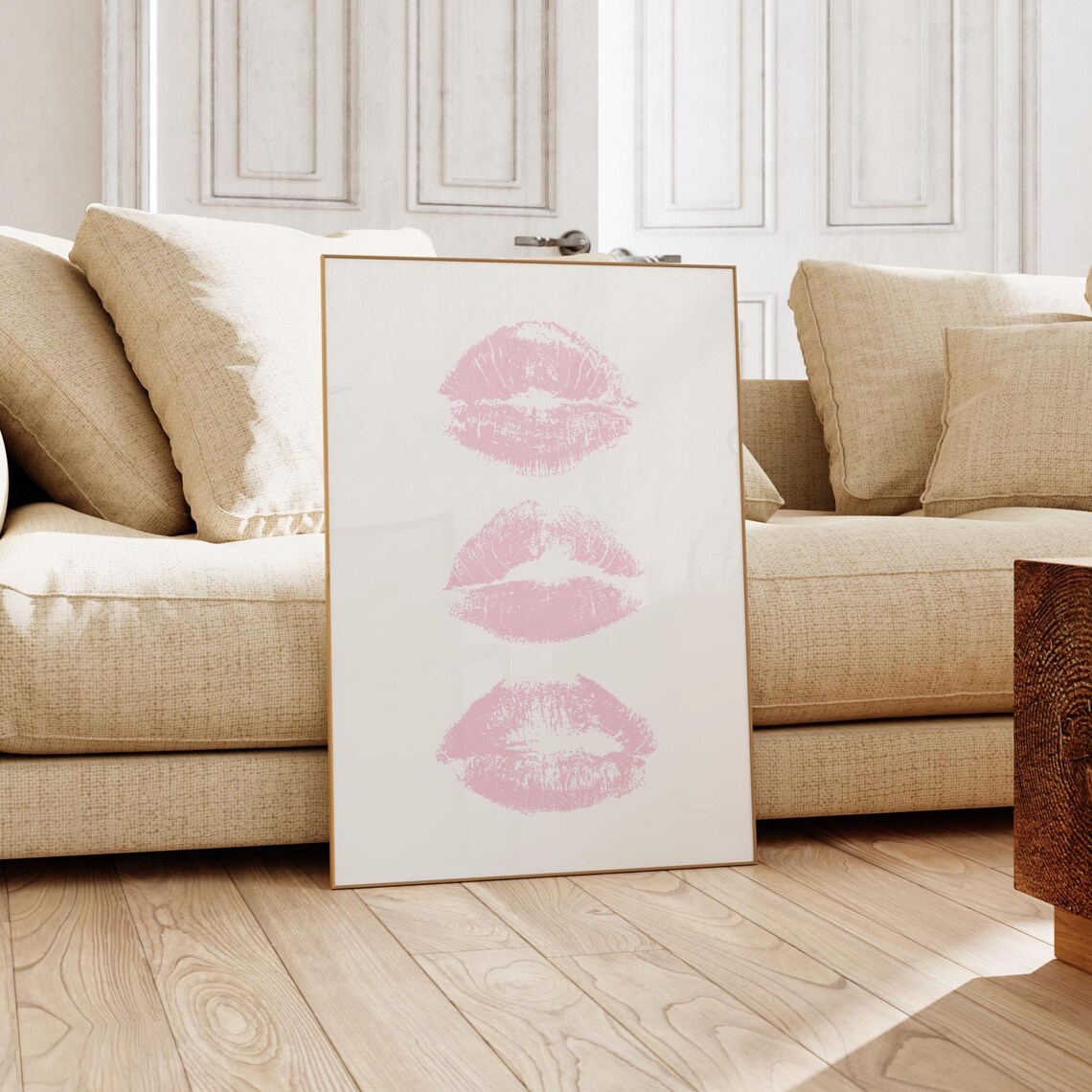 Powder Pink Kiss Lips Trendy Preppy Art Print