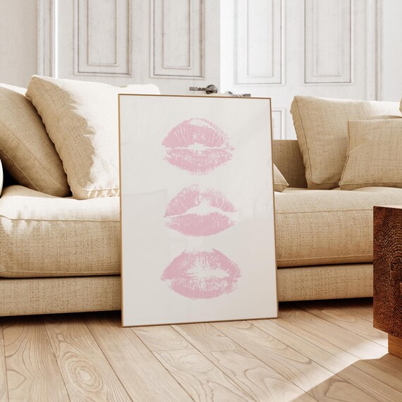 Powder Pink Kiss Lips Trendy Preppy Art Print