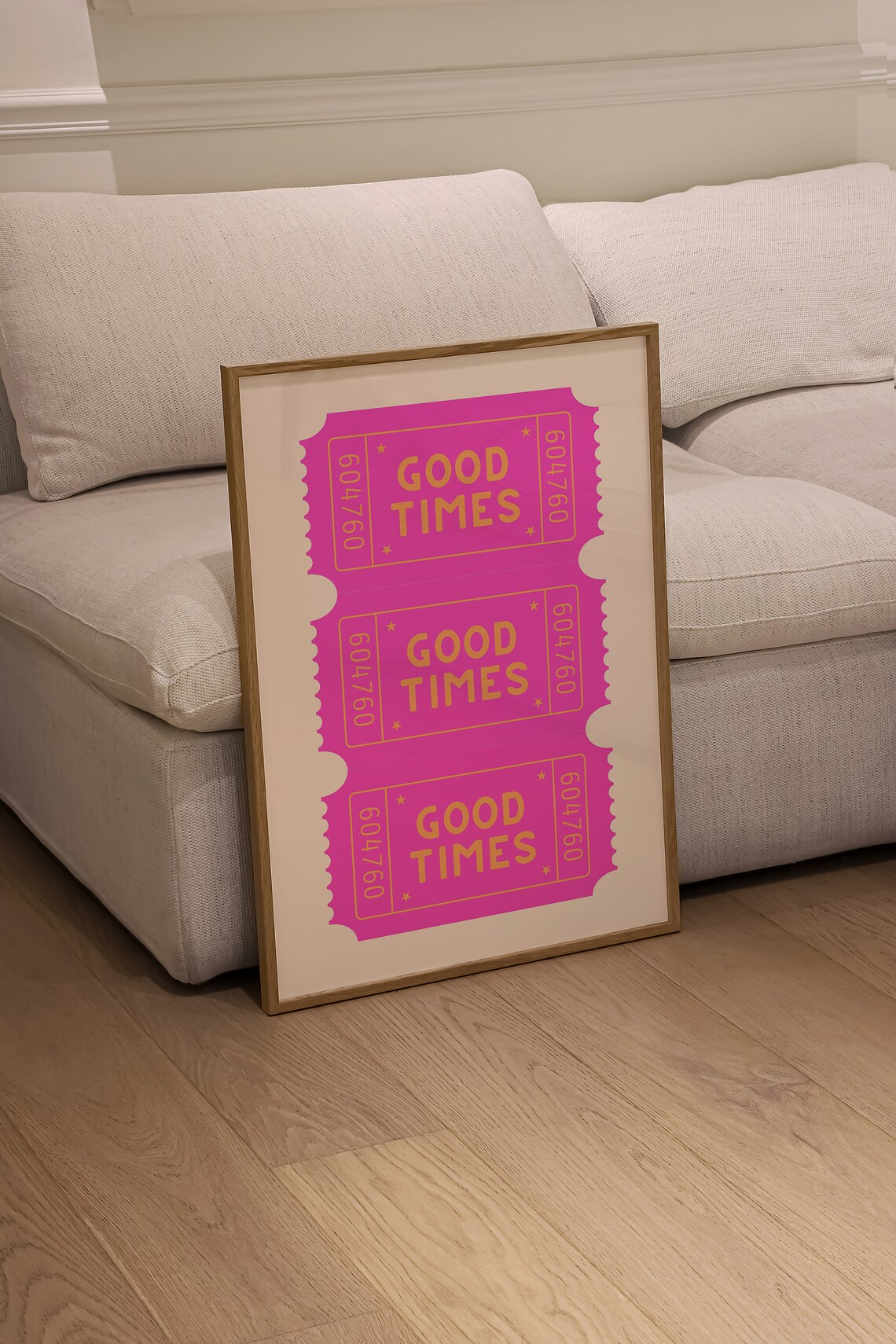 Good Times Pink Tickets Retro Ticket Stub Trendy Funky Wall Art - Image 2