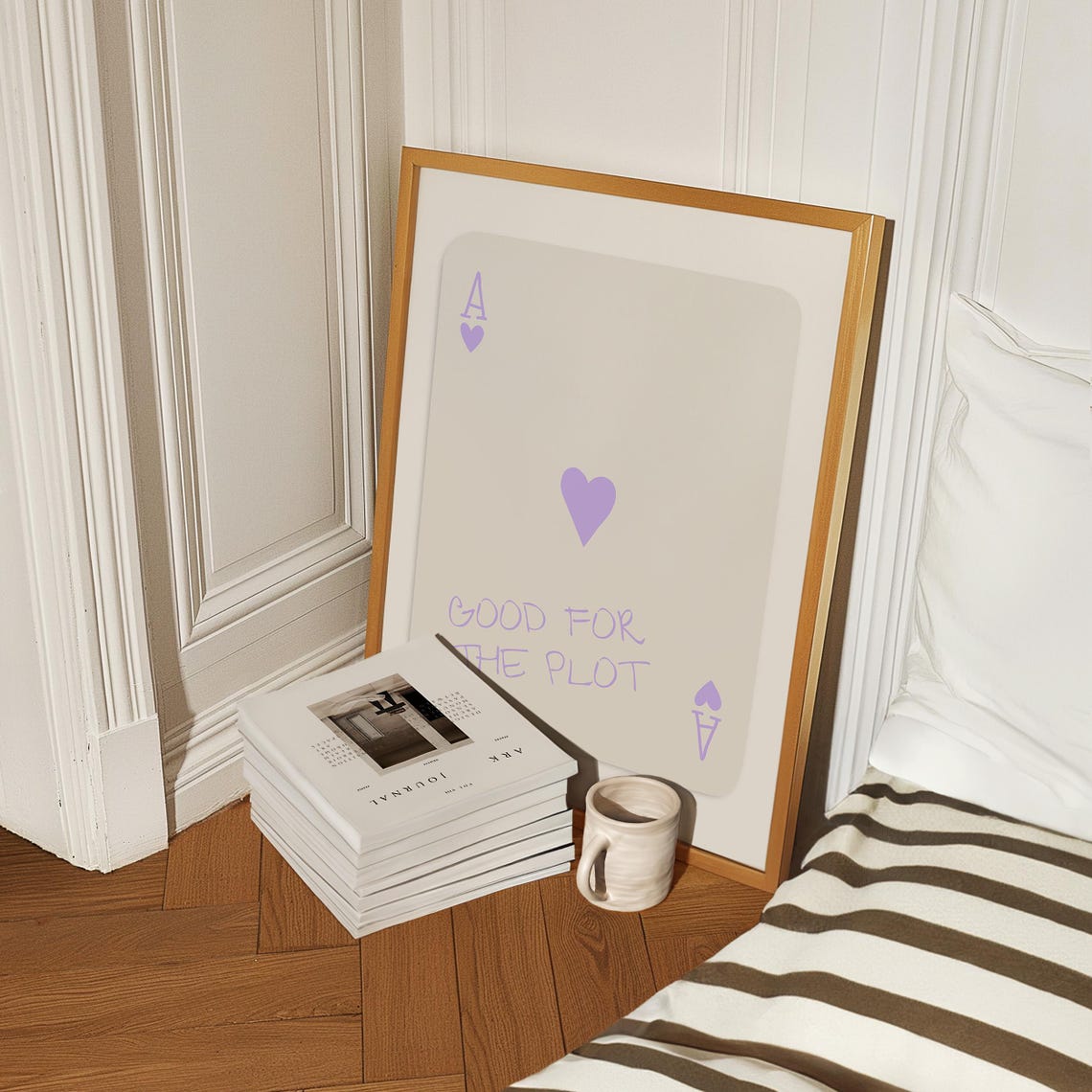 Good For The Plot Trendy Retro Purple Ace of Hearts Card Poster - Image 3