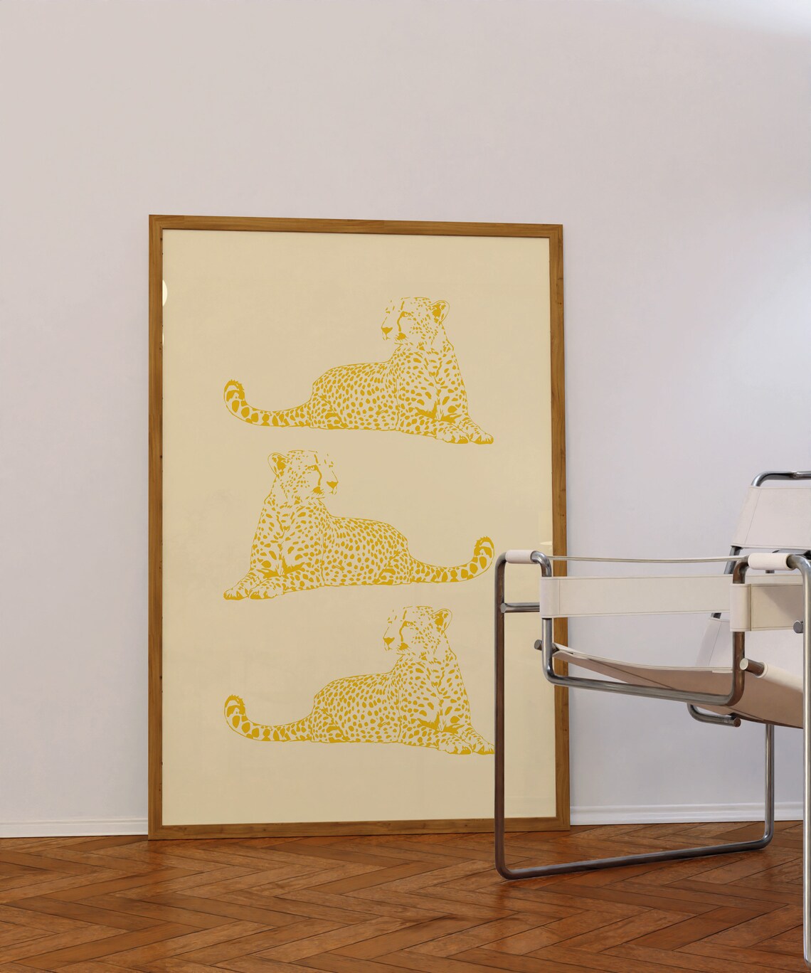 Cheetah Wall Art Print, Yellow Trendy Bedroom Decor - Image 2