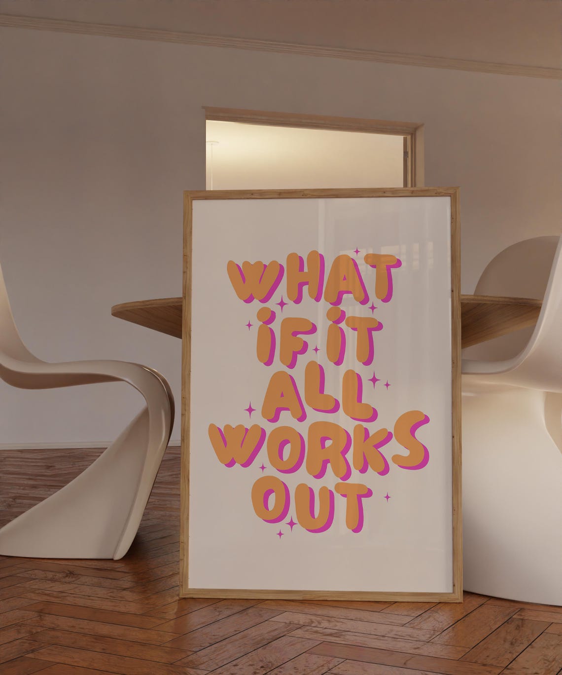 What If It All Works Out Orange Bubble Letter Affirmation Poster - Image 2