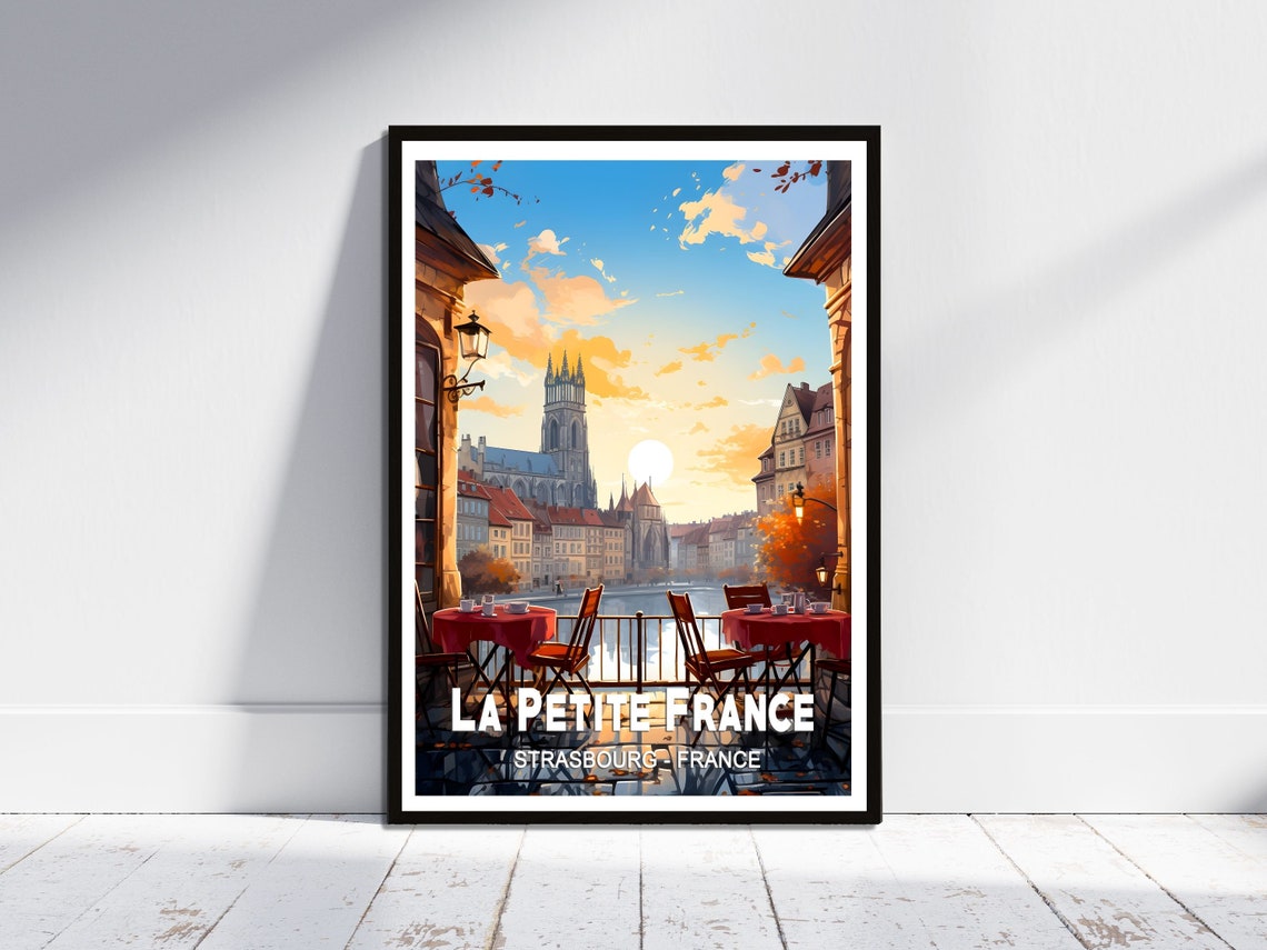 La Petite France Strasbourg Cafe Terrace Cathedral Travel Poster