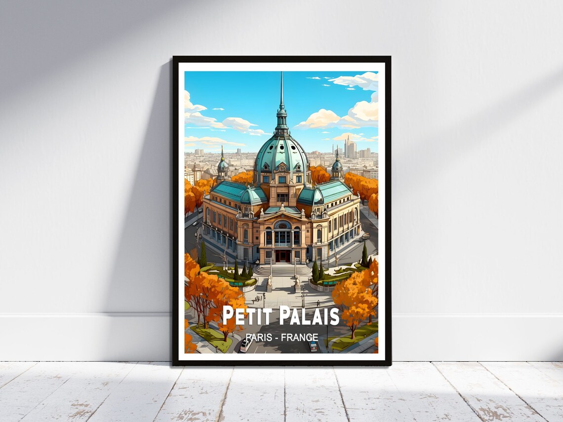 Petit Palais Paris France Autumn Landmark Vintage Travel Poster