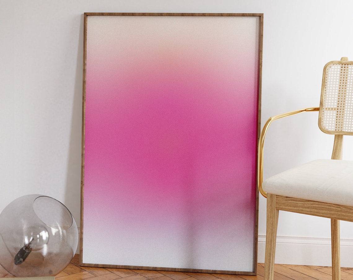 Hot Pink Aura Gradient Grainy Trendy Minimalist Abstract Poster