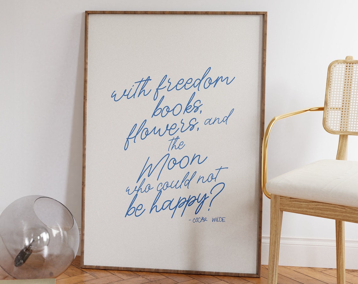 Oscar Wilde Freedom Books Flowers And Moon Famous Quote Poster