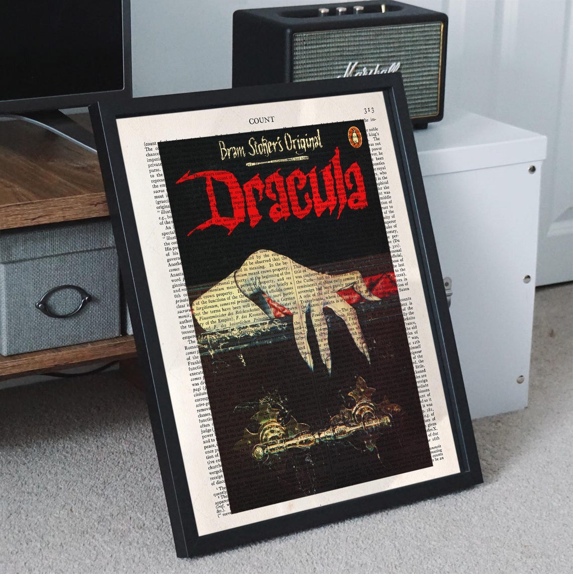 Bram Stokers Dracula Gothic Original Horror Dictionary Art Poster - Image 3