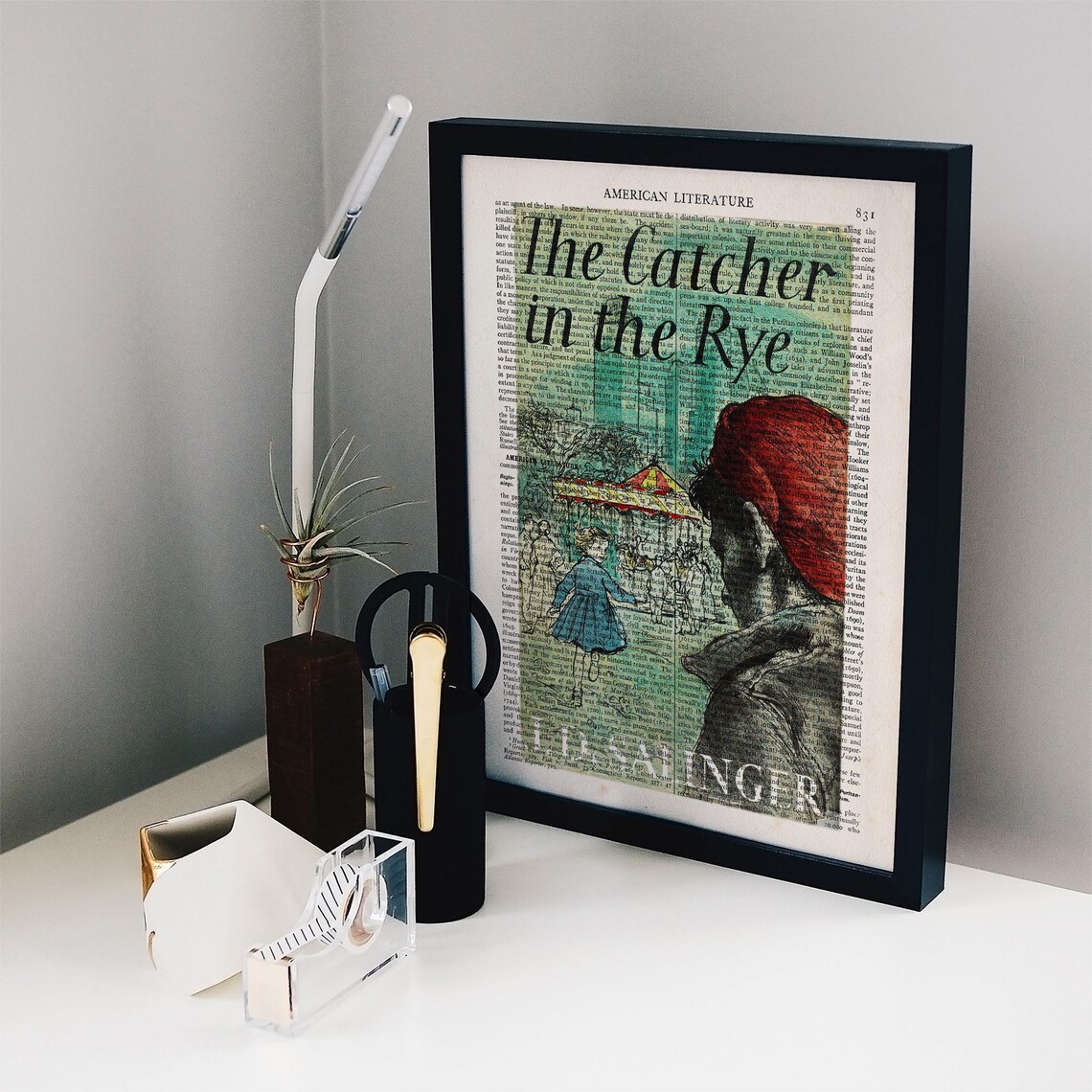 J D Salinger The Catcher In The Rye Holden Red Hat Dictionary Art Poster - Image 2