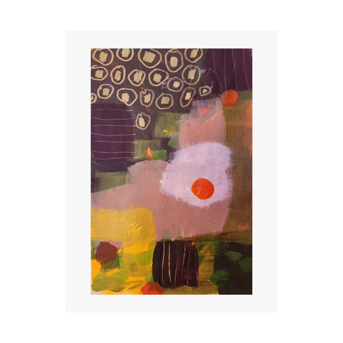 Muted Pink Purple Earthy Modern Abstract Painting Art Poster - Image 2
