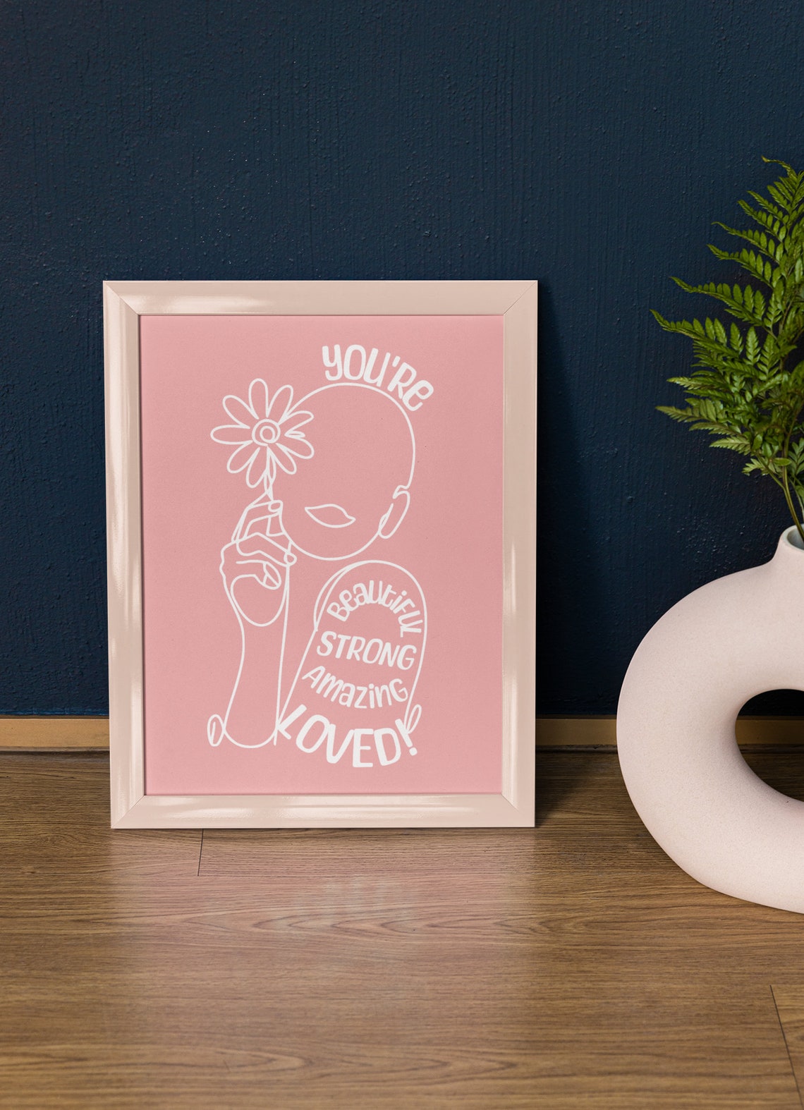 You Are Loved Beautiful Strong Amazing Line Art Affirmation Poster - Image 3