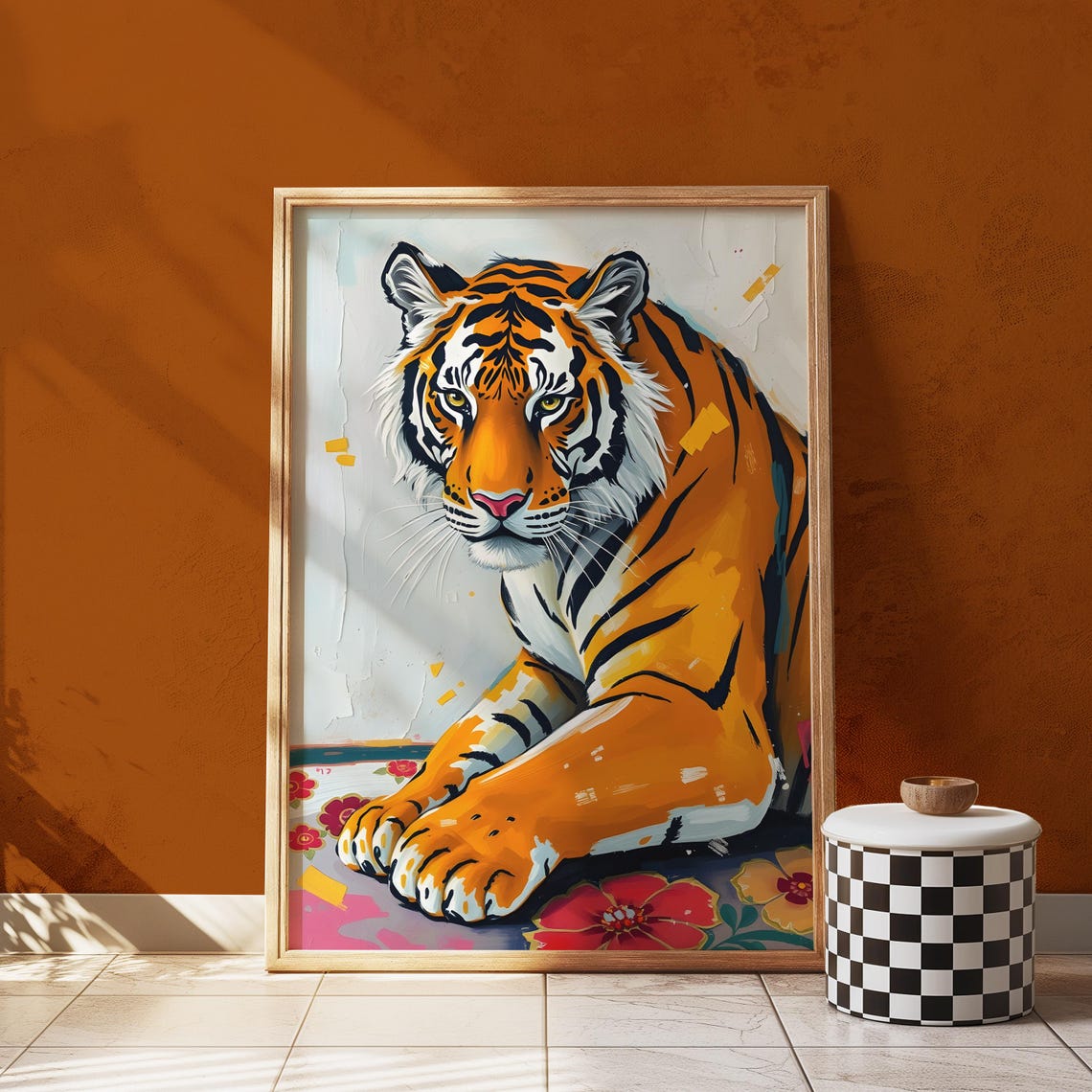 Tiger Wall Art Bold Wildlife Print Modern Jungle Decor Vibrant Animal Painting Fierce Big Cat Artwork Maximalist Art - Image 2