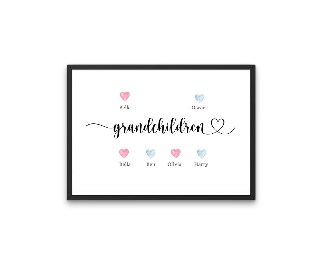 Grandchildren Hearts Names Personalised Grandma Keepsake Poster - Image 3