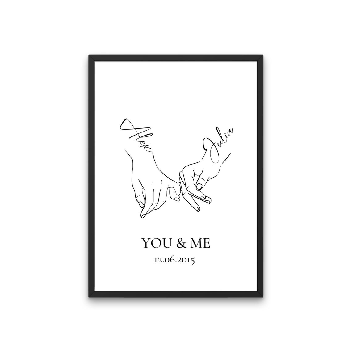 You And Me Romeo Hollie Couples Line Art Personalised Poster - Image 4