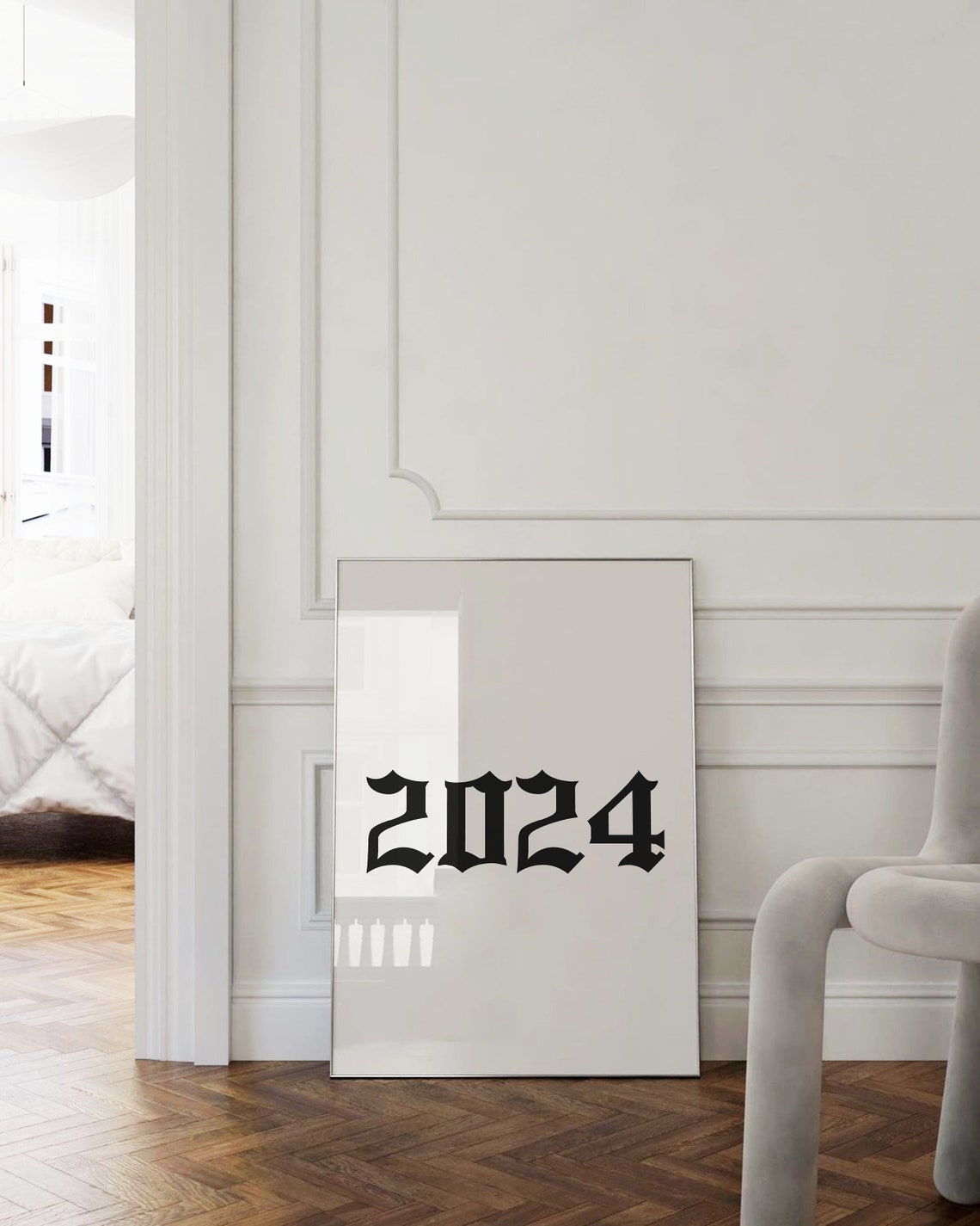 2024 Gothic Blackletter Number Minimalist Statement Year Poster - Image 2