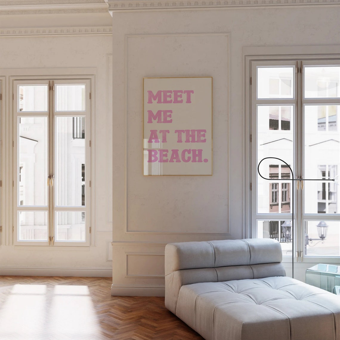 Meet Me At The Beach Pink Bold Retro Typographic Style Poster - Image 2