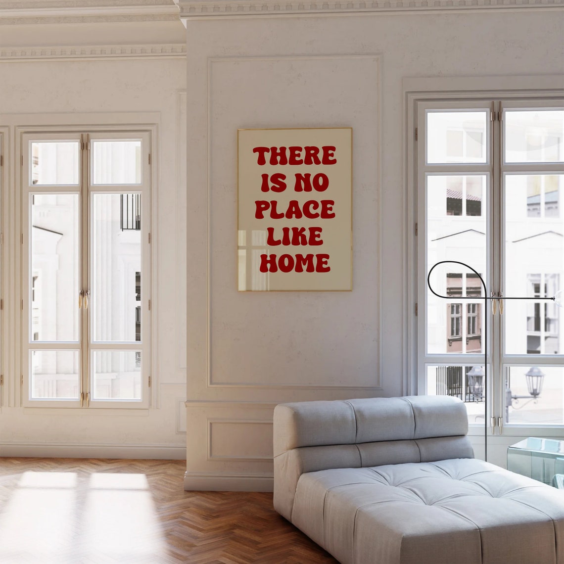There Is No Place Like Home Red Retro Lettering Cozy Entryway Wall Art - Image 2
