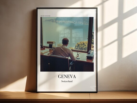 Geneva Switzerland City of Watches Retro Travel Office Poster