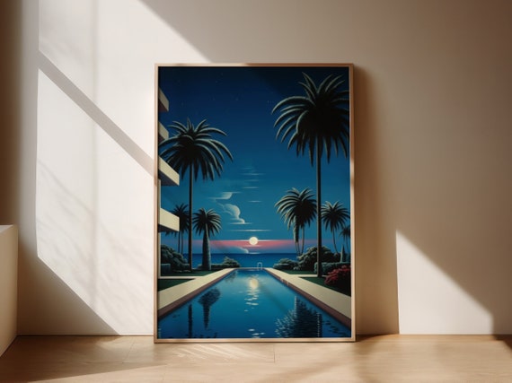 City Pop Moon Poster Modern Landscape Art City Pop Poster Retro Japanese Aesthetic Pop Art Vintage Print 90s 80s