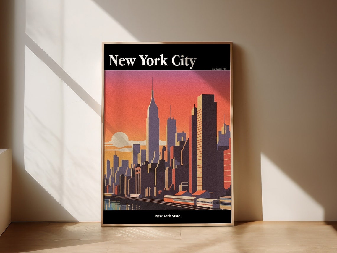New York City Poster New York Travel Poster City Pop Retro Poster Vaporwave 80s City Pop Summer Decor Retro Art New York City Decor