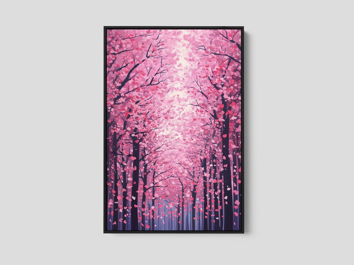 Pink Cherry Blossom Tree Tunnel Floral Abstract Blossom Art Poster