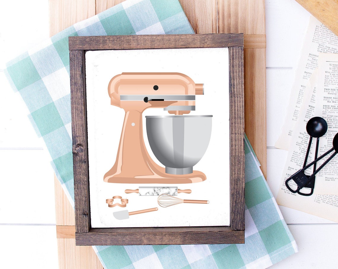 Rose Gold Stand Mixer Kitchen Baking Tools Minimalist Cooking Poster - Image 3