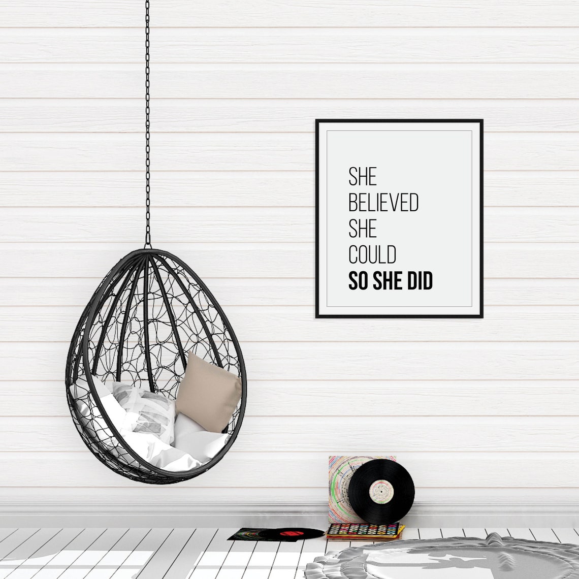 She Believed She Could So She Did Feminist Quote Minimalist Poster - Image 2