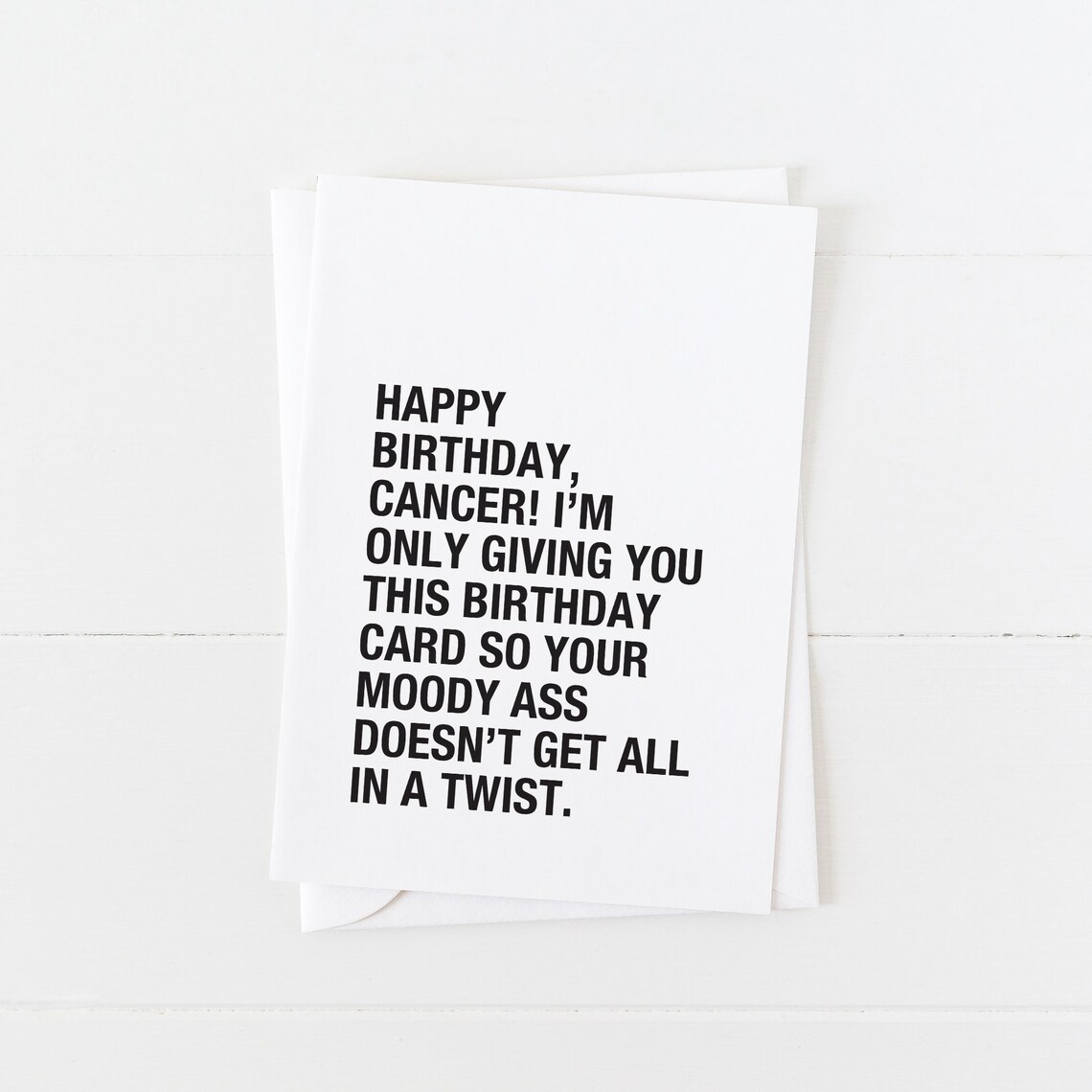 Funny Cancer Birthday Card Blank Card Zodiac Birthday Greeting 5x7 Card Sarcastic Horoscope Card June July Birthday Card Rude Card