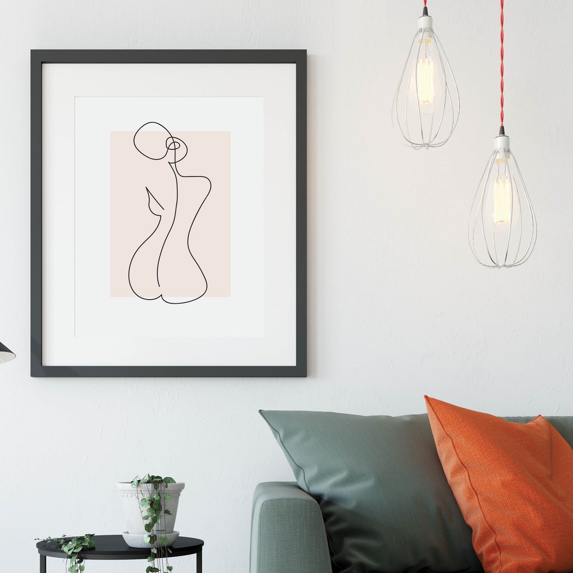Blush Abstract Woman One Line Drawing Feminine Figure Poster - Image 2