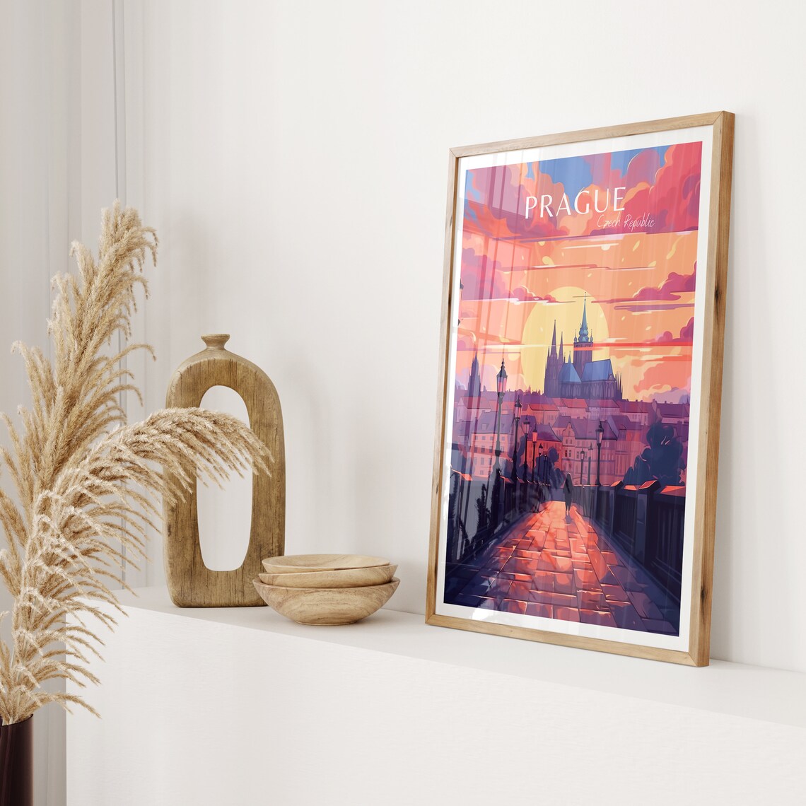 Prague Vintage Travel Poster, Czech Republic Travel Art Print - Image 2