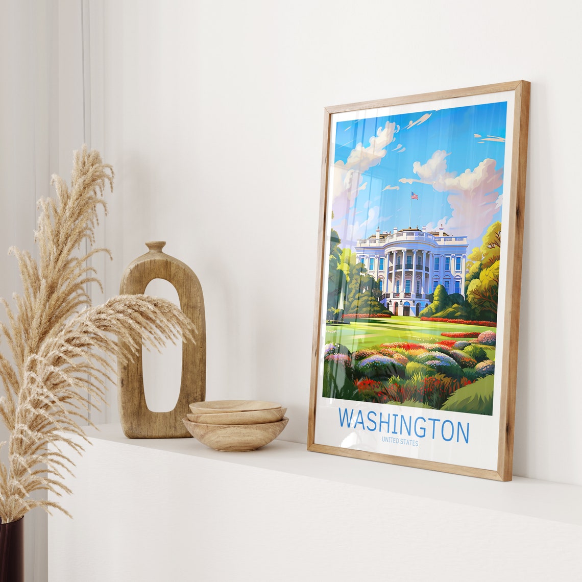 Washington Travel Poster Usa Poster Washington Vintage Poster Travel Poster Washington Retro Poster Washington Travel Gift White House Usa - Image 2