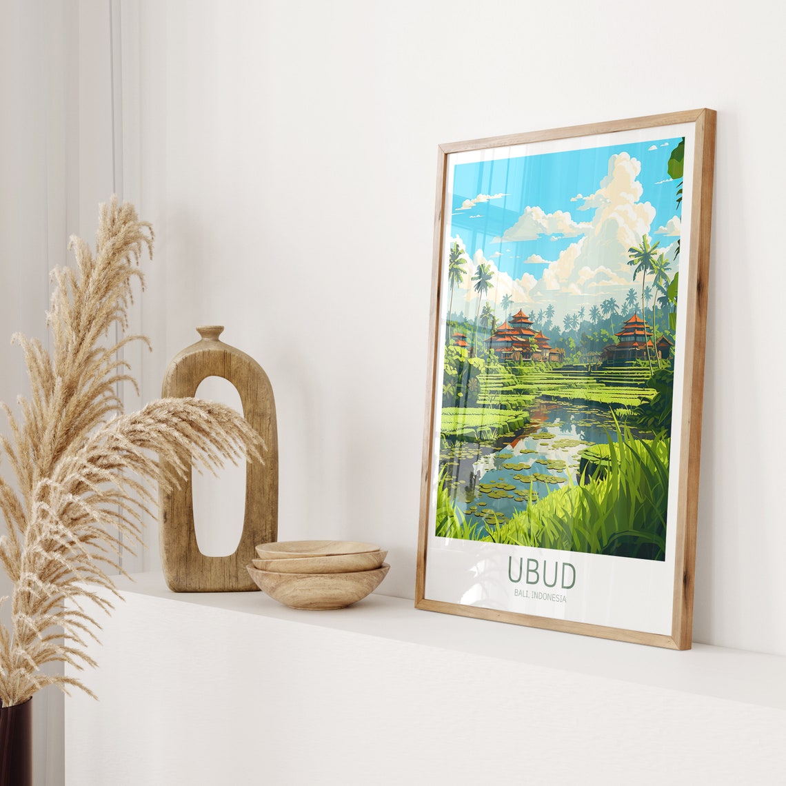 Ubud Travel Poster Bali Poster Ubud Vintage Poster Travel Poster Bali Retro Poster Bali Travel Gift Ubud Indonesia Bali Print Ubud Canggu - Image 2