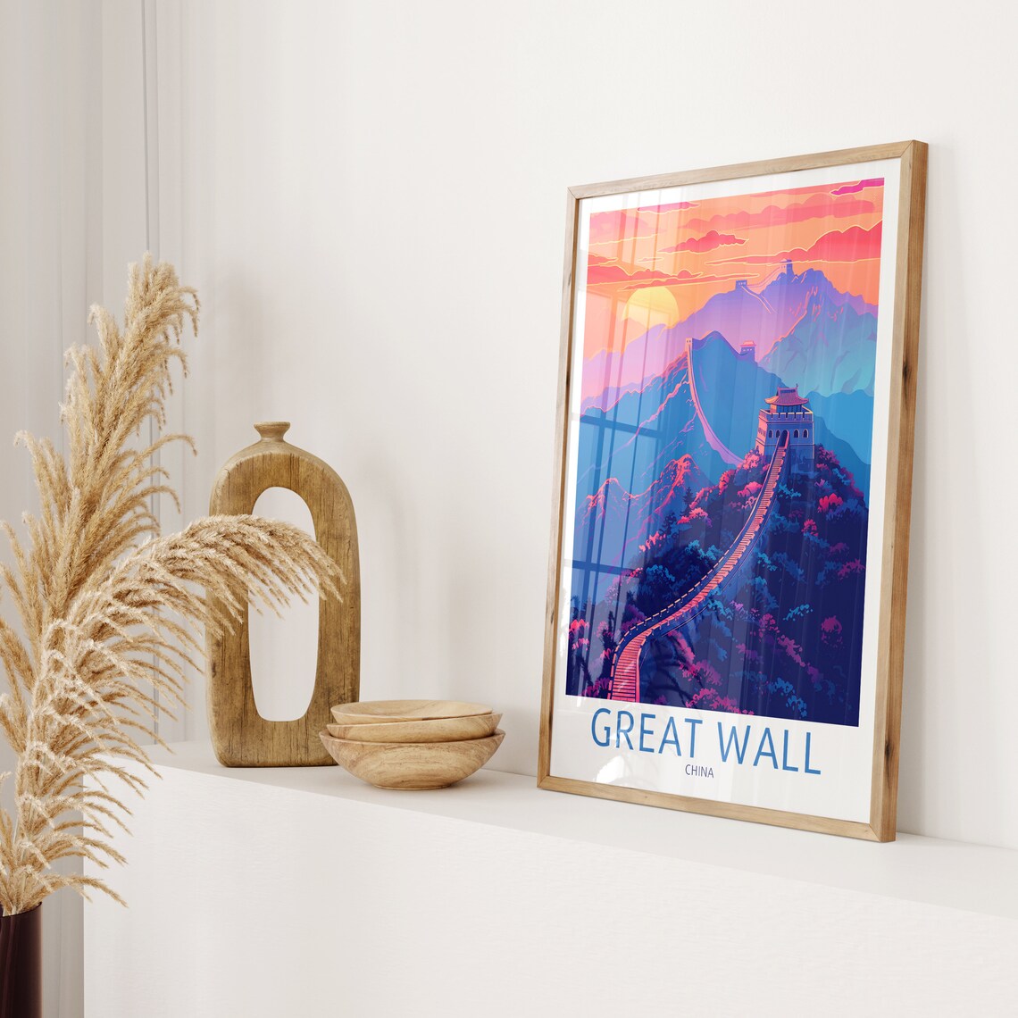 Great Wall Of China Sunset Mountain Vintage Travel Art Poster - Image 2