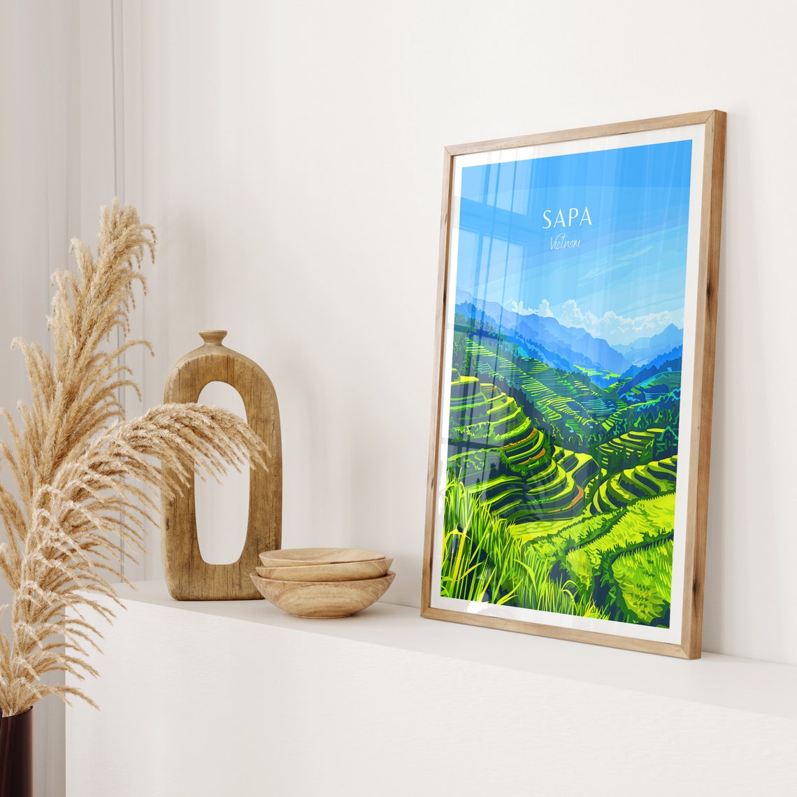 Sapa Vietnam Rice Terrace Mountains Blue Sky View Travel Poster - Image 2