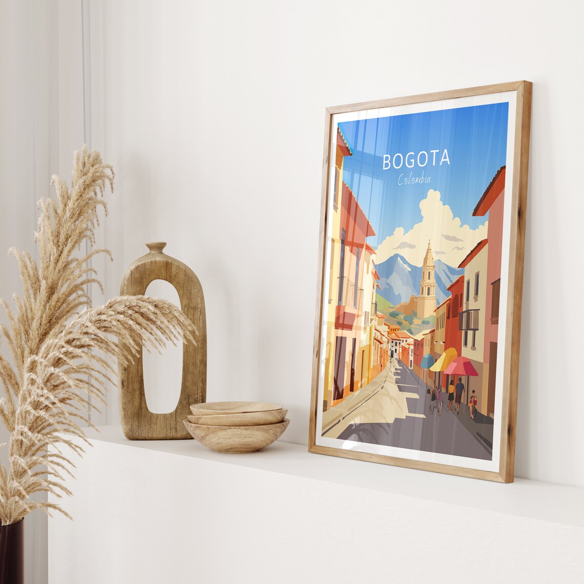 Bogota Colombia Historic Street Mountain View Vintage Travel Poster - Image 2