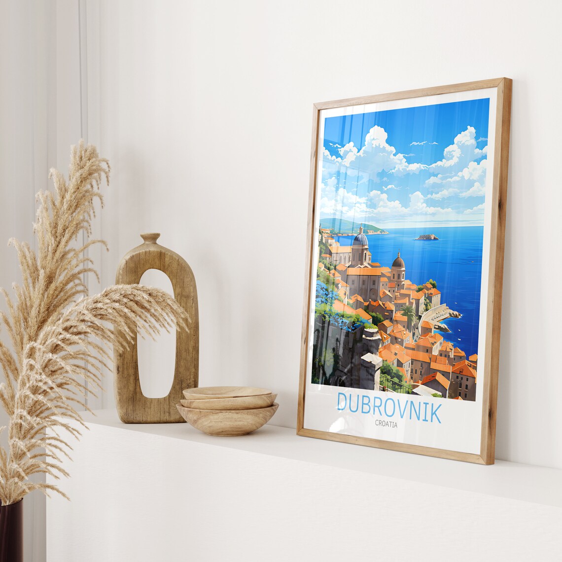 Dubrovnik Croatia Old Town Walls Adriatic Sea Vintage Travel Poster - Image 2