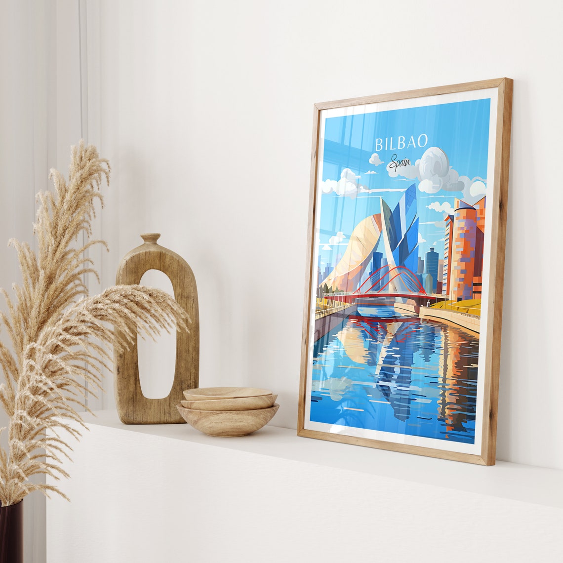 Bilbao Spain Modern Architecture River Bridge Cityscape Travel Poster - Image 2